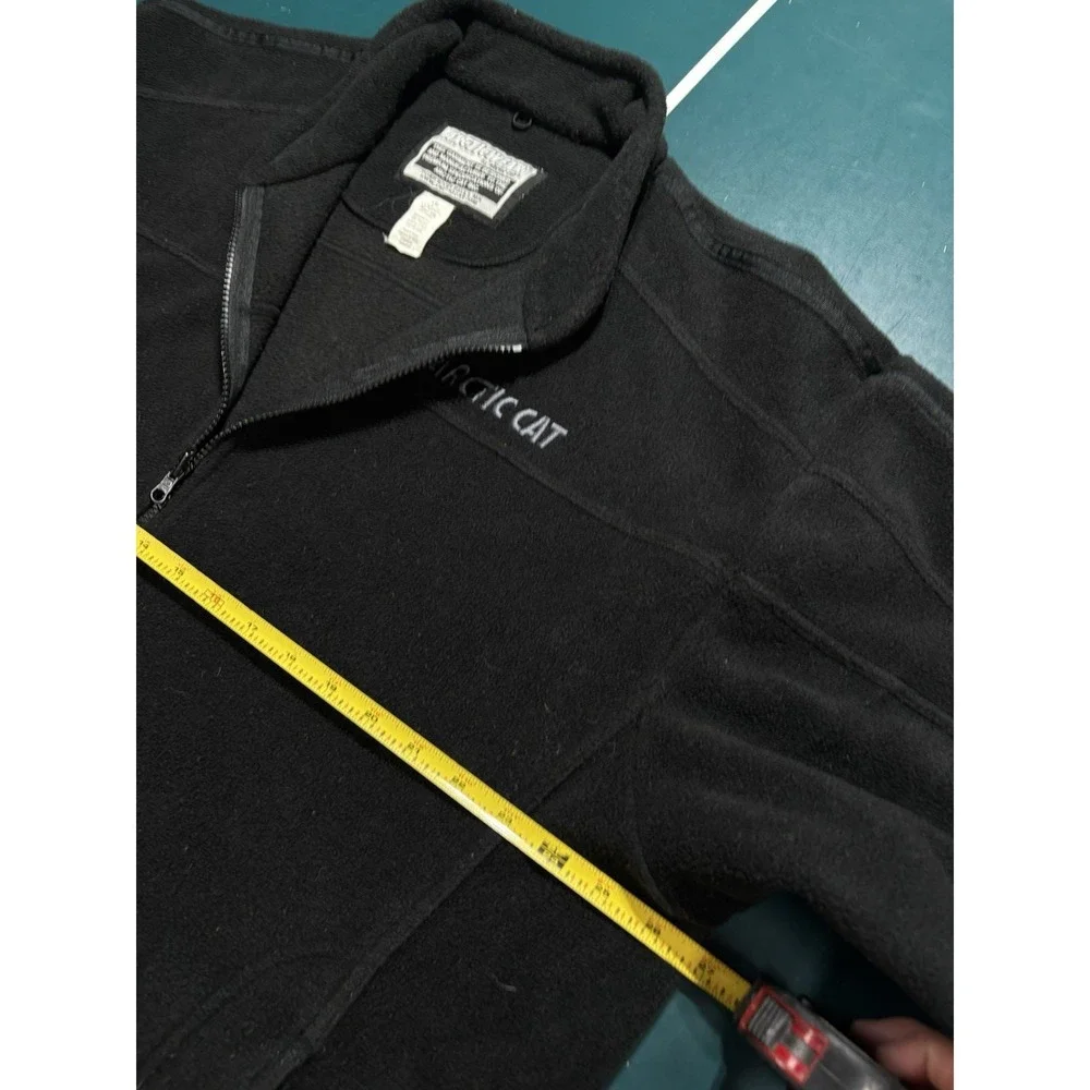 Vintage Artic Cat Fleece Full Zip Jacket Mens Large Black Embroidered Snowmobile